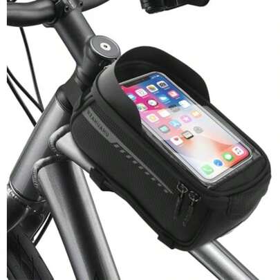 Bike Phone Holder Bike Phone Holder Bike Bag With Sun-Visor Rain Cover, TPU Touch Screen, Handlebar Mount Bicycle Phone Front Frame Bag Bike Phone Mount For Bike(Bike Front Frame Bag)