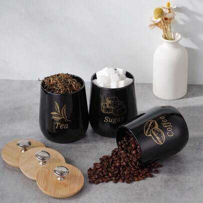 3pcs Airtight Jars, Storage Jars For Coffee, Tea, Sugar, Spices, Food Containers, And Kitchen Storage Jars