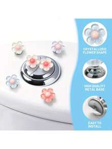 4pcs Multifunctional Toilet Button Protectors, Toilet Seat Lift Assist Accessories, Cute Flower Toilet Flush Buttons For Long Nails