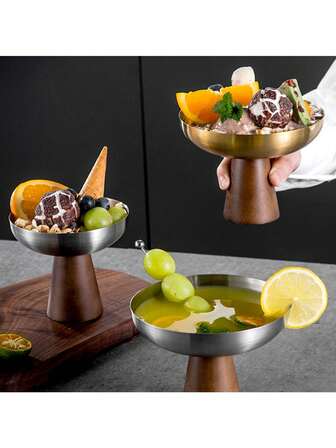1pc Ice Cream Cup Stainless Steel Tall Cup Ice Cream Cup Pudding Cup Salad Dessert Bowl Light Luxury Creative Ins Style