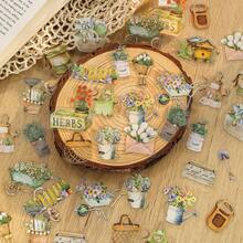 CANDY POETRY 40pcs/Pack Floral Countryside Stickers, Creative Aesthetic Sticker Decals, DIY Decorative Scrapbooking Craft Materials, Holiday Gifts, Personalized Scrapbook School Supplies - Green - View 6