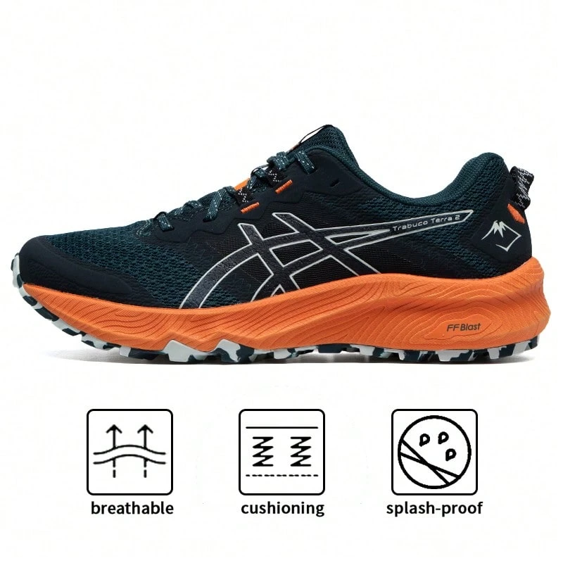Asics Trabuco Terra 2 跑鞋，中底采用 FFBLAST 缓冲技术，男士户外越野跑和徒步鞋，1011B607-301