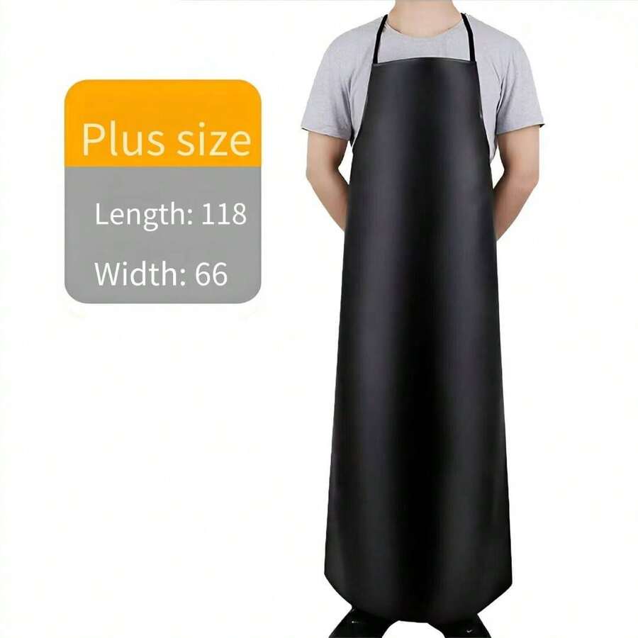 Waterproof & Oil-Resistant PU Leather Apron, Suitable For Catering, Kitchen, Cafeteria, Chef, Industrial Use, Thick & Large Size, Waist & Halter - Multicolor - View 1
