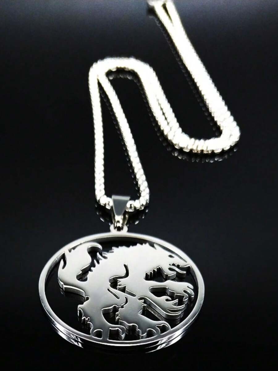 Fashion Werewolf Stainless Steel Necklace For Men Wolf Silver Color Statement Necklace Jewelry - Necklace - View 1