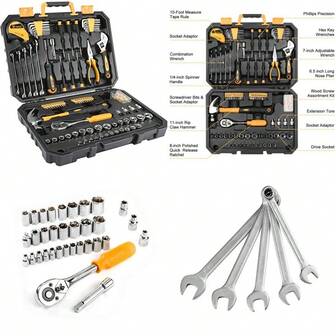 Local Delivery PRO 128 Piece Tool SetGeneral Household Hand Tool Kit Auto Repair Tool Set With Plastic Toolbox Storage Case