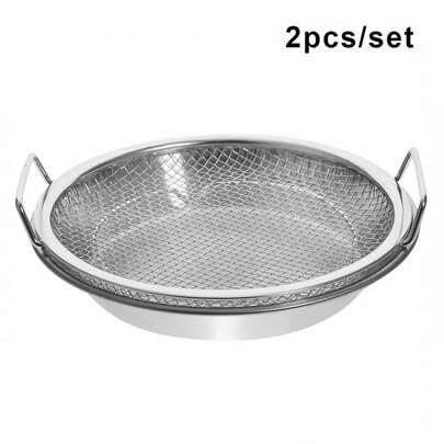 Kitchen Grease Filter Tray, Stainless Steel Air Fryer Basket, Frying Food Draining Basket Accessory, Cooking Filter Mesh For Barbecue, Vegetables, And Desserts