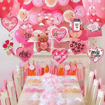 Valentine's Day Hanging Card Party Theme Holiday Gathering Hanging Flag Card Decoration