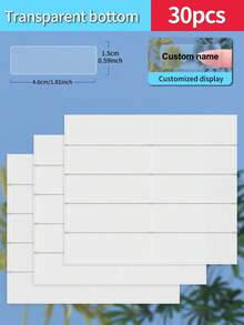 Customized 30/60/120/240/360/480pcs Transparent Waterproof Name Labels - White/Clear/Holographic/Rainbow Customized Stickers, Various Sizes Of Labels, Customizable Text,Office Decor