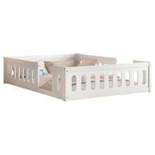 Wooden Platform Bed 140x200 With Railing, White