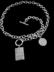 1 件别致方形吊坠项链，优雅简约链式项链，适合女士