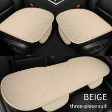 3pcs Set (2 Front Square Cushions + 1 Rear Long Cushion), Linen Woven Pattern Car Seat Covers, Non-Slip, Fit For 5-Seat Vehicles, Suitable For All Seasons - Multicolor - View 4