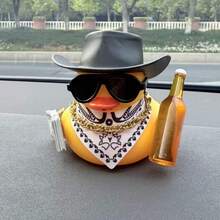 1件套可爱啤酒鸭造型汽车装饰摆件，复古风格酷炫黑色鸭子雕像摆件，可收藏小摆件，适用于汽车仪表盘/摩托车/自行车装饰 | 可爱的汽车内外装饰配件 - 薑色 - 查看 5