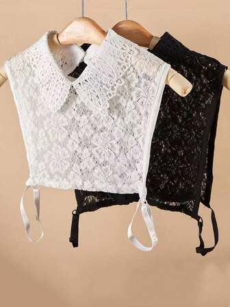 1 pieza de Falso Cuello para Camisa de Mujer con Encaje de Gasa Hueco Funcional