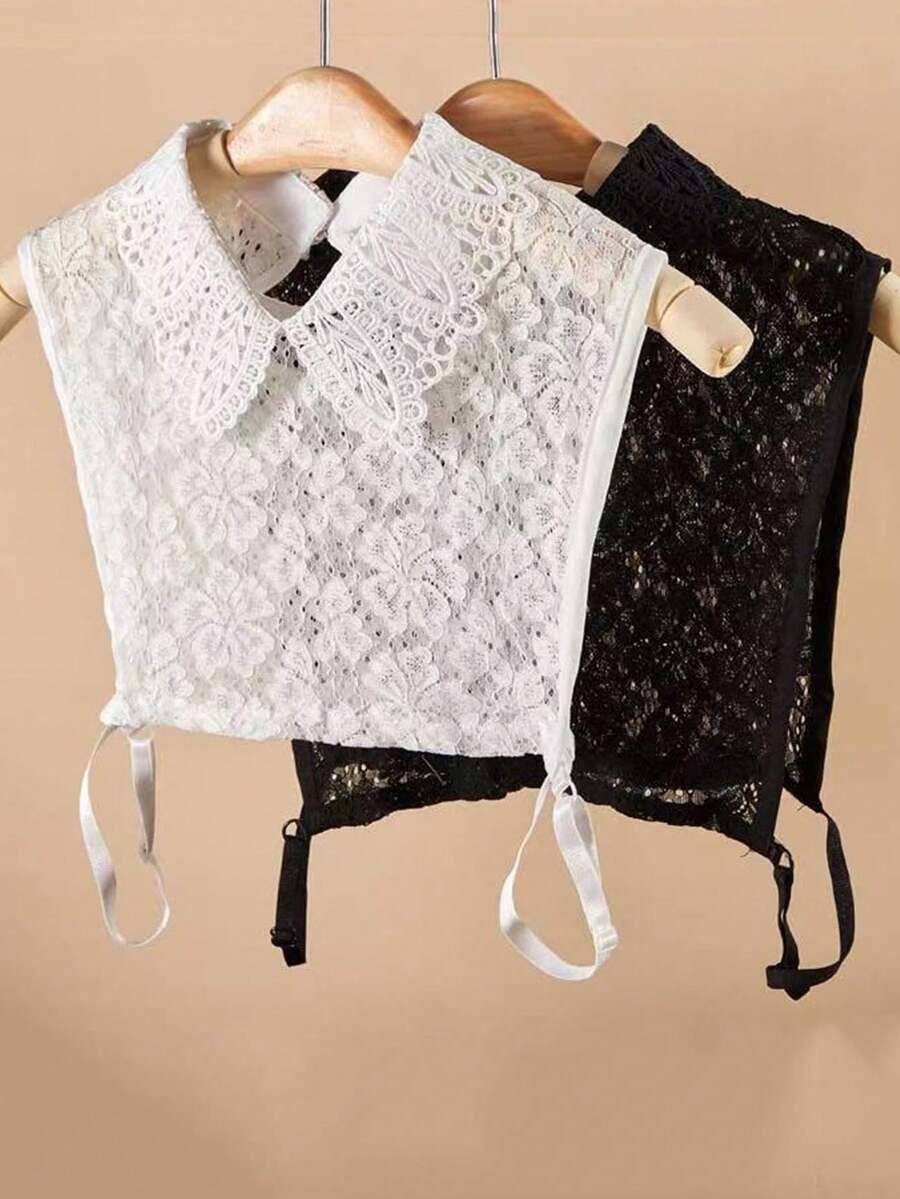 1 pezzo di colletto finto per camicia da donna con pizzo in chiffon funzionale e effetto traforato - Multicolore - Visualizzare 1