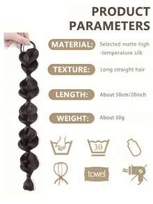 20 Inch Ponytail Wig Female Bubble Braid Natural Dye Twist Braid Tie-Up Dreadlocks Ponytail Lantern Braid - Multicolor - View 3