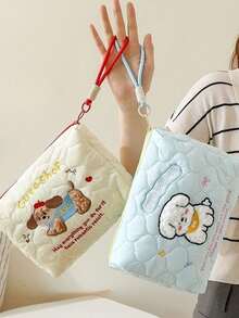 三件套便携旅行化妆包，格子针织笔袋，大容量化妆包，学生文具袋，笔袋，便携式化妆品收纳袋，针织收纳袋，秋冬季格子针织收纳袋，多功能整理包，笔袋