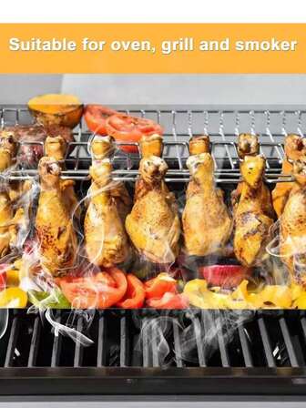 1pc Stainless Steel Foldable Chicken Leg Rack, Oven/Grill/BBQ Roasting Holder, Portable Outdoor Barbecue Tool