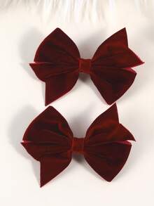 2pcs/18pcs Christmas & New Year Velvet Hair Bows For Girls, Burgundy & Green Swallow Tail Design Bow Hair Clips Suitable For Christmas Decorations Gifts Daily, Cute Hair Accessories For Girls Kids