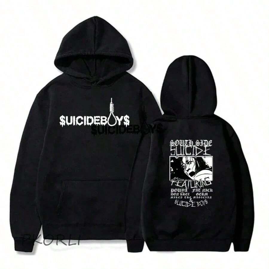 Vintage Suicideboy Hooded SweatShirt Men Women Harajuku Grey Day Rapper Hip Hop Streetwear Men's Hoodies Pullover HotSale - Black - View 1