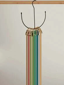 1pc Multifunctional Belt Hanger, Stainless Steel Solid Metal Coated Storage Organizer For Tie, Scarf, Belt Hangers - màu đen - Xem 4