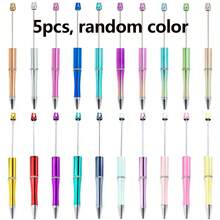 5pcs, Random Color Beaded Pen DIY Creative Plastic Beaded Ballpoint Pens In Ten Different Colors, Suitable For Homeschool Students, Office, Can Be Used As Valentine's Day Gifts, Back-To-School Gifts, Birthday Gifts, School Supplies, Quirky Gifts, Bargains