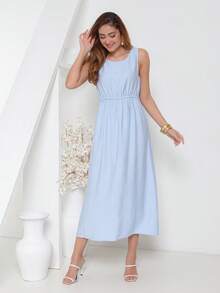 Cotton Dress, Comfortable And Simple. - 淺色水洗藍 - 查看 1