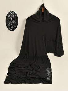 1pc Women's Solid Color Soft Casual Rhinestone Headscarf/Scarf/Shawl, Suitable To Pair With Robes/Dresses - Solid Color - View 10