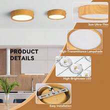 2026 LED Recessed Light, Wooden Ceiling Light, 3-Color Dimmable, Indoor Decorative Flush Mount Downlight, Recessed Lamp, 85-265V, Suitable For Home Ceiling/Living Room/Hallway/Room/Foyer/Kitchen/Bedroom/Wall/Exhibition Hall/Dining Room/Store/Bar/Balcony/Clothing Store/Entrance - Surface Mounted Downlight - View 4