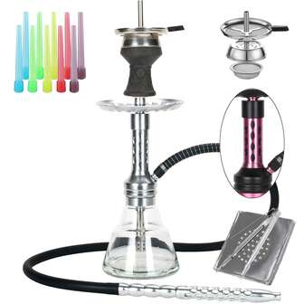 28-Hole Hookah Set With Heavy Ceramic, Filter Net, Mouthpiece, Foil And Tongs. Medium Aluminum Alloy Portable Hookah Set, Suitable For Travel, Personal Home Use And More