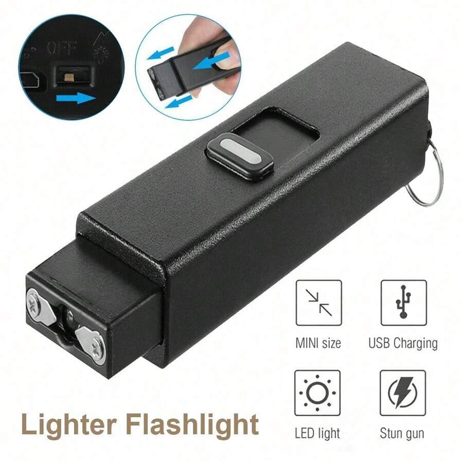 1pc Black 8.6*2.5*1.6 Cm Mini Portable Arc Light, Compact Reusable Flashlight - Black - View 1