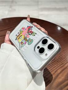 SPONGEBOB 1个透明太空卡通海绵宝宝家族字母标语穿孔防摔手机壳保护套，兼容三星/苹果17/16/15/14/13/12/11Pro Max/12Pro/14Plus等。 - 彩色 - 查看 8