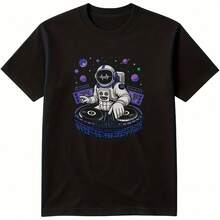 Funny DJ T-Shirt – Astronobeats DJ Graphic Tee, Funny Music Lover Festival Party Rave Humor Gift All Season 220g Cotton Single Sided Printed Crew Neck Short Sleeve T Shirt - Color 6 - View 1
