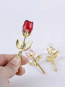 1PC Crystal Glass Rose Flower Figurines Valentine's Day Favors Lovers' Gift Souvenir Home & Wedding Decor Valentines Day Gift - Multicolor - View 8