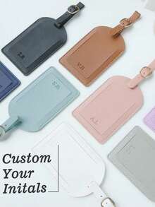 Takeoak 1pc Custom Initials Luggage Tag For Suitcases Customized Monogram Name Luggage Tags With Privacy Name Card Personalized Vegan Leather Tag Travel Bag Backpack Tags Gift Tags Travel Accessories Handmade Chic Travel Gift Birthday Bridesmaid Gifts For Friends, Commuting, Business Casual, Basics, Custom, Ideal Gifts For Her, Her, Family, Friends, Girlfriend, For Anniversaries, For Birthdays, For Holiday/ Vacation, For Outdoors/Outings/Travel/Hiking/Stadium/Sports/Climbing, For Business/Commute/Work/Office,School Supplies,Back To School,For Office,For School,For Classroom,For Teacher Gifts,For University,For Colleague,For Dorm Rooms,For Teacher,For Boys And Girls,For Teenagers,Junior High School Students,Middle School Students,High School Senior High School Students,College Students,University Students,Freshman,Sophomore,Underclassmen,Chic Autumn, Urban Chill - 彩色 - 查看 12