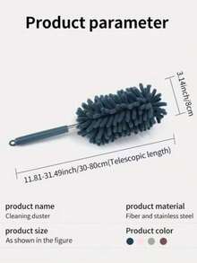 Mini Duster Brush, Retractable & Bendable For Home & Car Cleaning, Chenille & Stainless Steel - Multicolor - View 6