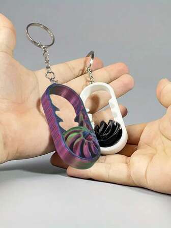 1个双色漩涡形3D螺旋结构指尖装饰玩具-趣味钥匙扣，双色，螺旋设计，旋转顺滑，轻巧便携，学生适用