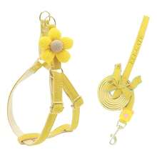 Correa Pechera Tela Ajustable Diseño Flores Mascota Pequeñas - Amarillo - Ver 1