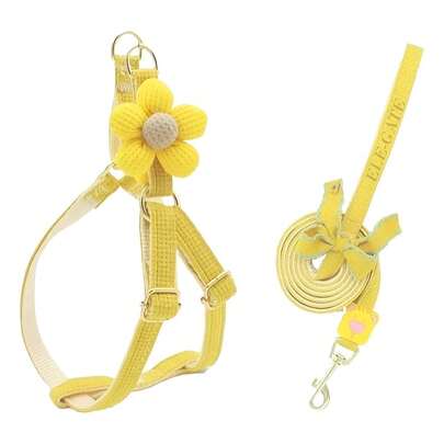 Correa Pechera Tela Ajustable Diseño Flores Mascota Pequeñas