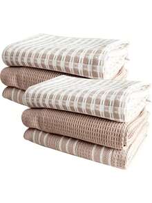 3pcs Soft Absorbent Kitchen Towels - Large Waffle Weave Dish Cloths, Solid Green, Plaid And Striped Patterns, Easy To Clean And Dry - Great For Cooking, Baking And Tea Time - Multicolor - View 23