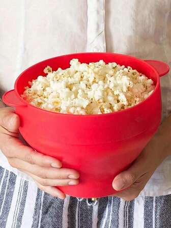 1 Bol plegable de silicona grande/pequeño con tapa para palomitas de microondas, apto para freír palomitas de microondas - La mayoría de los colores (rojo/azul/morado/naranja) se pueden lavar en el lavavajillas, asa resistente al calor, apto para tamaño familiar, disfruta de los aperitivos en casa de manera rápida y conveniente, plegable para almacenamiento, bol para palomitas de aire caliente con tapa