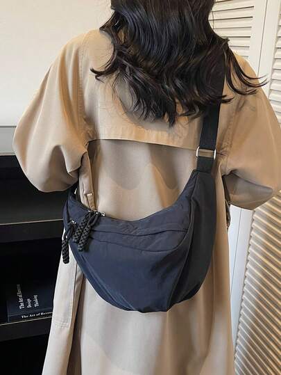 High-Quality Fashionable & Versatile Dumpling Shaped Crossbody Bag For Women, Simple Solid Color, Large Capacity