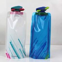 1pc 700ml Portable Ultra Light Folding Soft Water Bag For Outdoor Sports & Camping, With Handle & Hanging Hook Camping Stuff