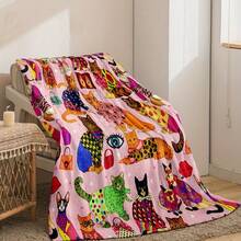 1pc Whimsical Unicorn & Cheetah Print,Colorful And Cute Animals Fleece Blanket - Soft, Lightweight & Durable Flannel Throw With Vibrant Rainbow Colors, 280gsm For Him And Her, Perfect For Naps, Camping, Travel, Home, Daily, Office Decoration, Birthdays Anniversary, Valentine's Day, Thanksgiving Day, Christmas, Halloween, Mother's Day, Father's Day, Wedding, New Year Gifts, Personalized Ideal Gifts For Her, Him, Family, Boyfriend, Girlfriend, Father, Family, Mother, Lover, Daughter, Son, Grandpa, Grandma, Friend, Classmate, Pet. Sofa,Bed,Car,Bedroom,Living Room,Office,  Outdoor Camping, Beach,Wall Decoration - 多色18 - 查看 4