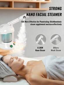面部蒸脸器热喷雾纳米喷雾补水器，便携式热喷雾面部加湿器，家用美容仪 1 件装 - 美規A型插(110-127V) - 查看 3