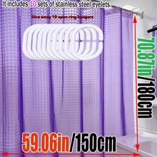 3D立体猫眼浴帘 - 透明美观，保护隐私，现代设计，适用于民宿、酒店浴室 - 紫色 - 查看 14