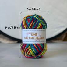 3 Balls 50G Acrylic Yarn [0306] Rainbow Colored, Vibrant & Rich Colors, Pill-Resistant, Easy Crochet & Knitting, Thick & Warm Texture, Ideal For Hats, Scarves, Blankets, Color Fastness, Simple & Easy To Use, Long Skein.