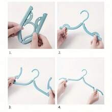 Gantungan Baju Lipat untuk Perjalanan dengan Tas Penyimpanan, 6 Gantungan dan 12 Kait, Rak Jemuran Portabel untuk Perjalanan Bisnis, Asrama, Rumah, dan Penggunaan di Luar Ruangan - Baby Blue - View 8