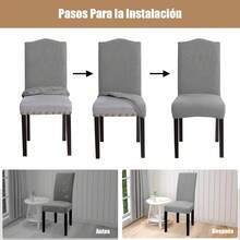 Juego De 6 Fundas Elásticas Para Silla De Terciopelo De Maíz, Lavables, Resistentes A La Suciedad, Suaves Al Tacto, Fáciles De Instalar, Ideales Para Salas, Dormitorios, Oficinas Y Lugares Con Mascotas - Gris - Ver 5