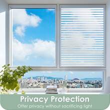 1pc Frosted Window Privacy Film Sun Blocking Frosted Glass Window Film Static Cling Window Covering Non Adhesive Glass Sticker For Home Office Bathroom Kids Study Stripe Patterns - Multicolor - View 21
