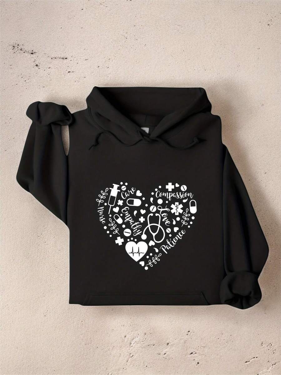 IT-677 Nurse Life Hoodie, Nursing School Sweatshirt, Cute Nurse Hoodie, Nurse Appreciation Gift Sweatshirt, Nurse Student Hoodie, Registered Nurse Sweater - 黑色 - 查看 1